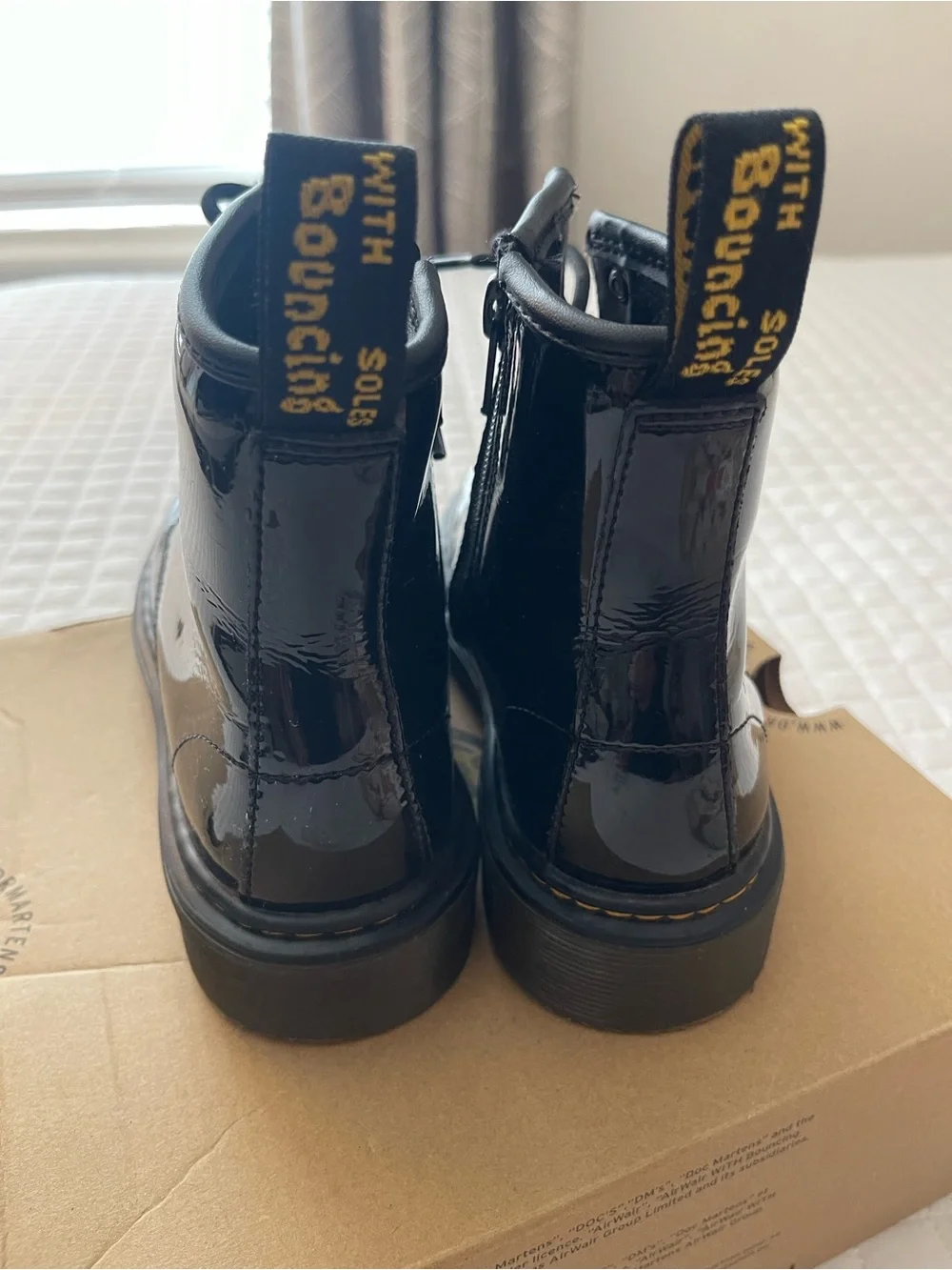 Dr. Martens Kids Black Patent Lace-Up 1460 Ankle Boots